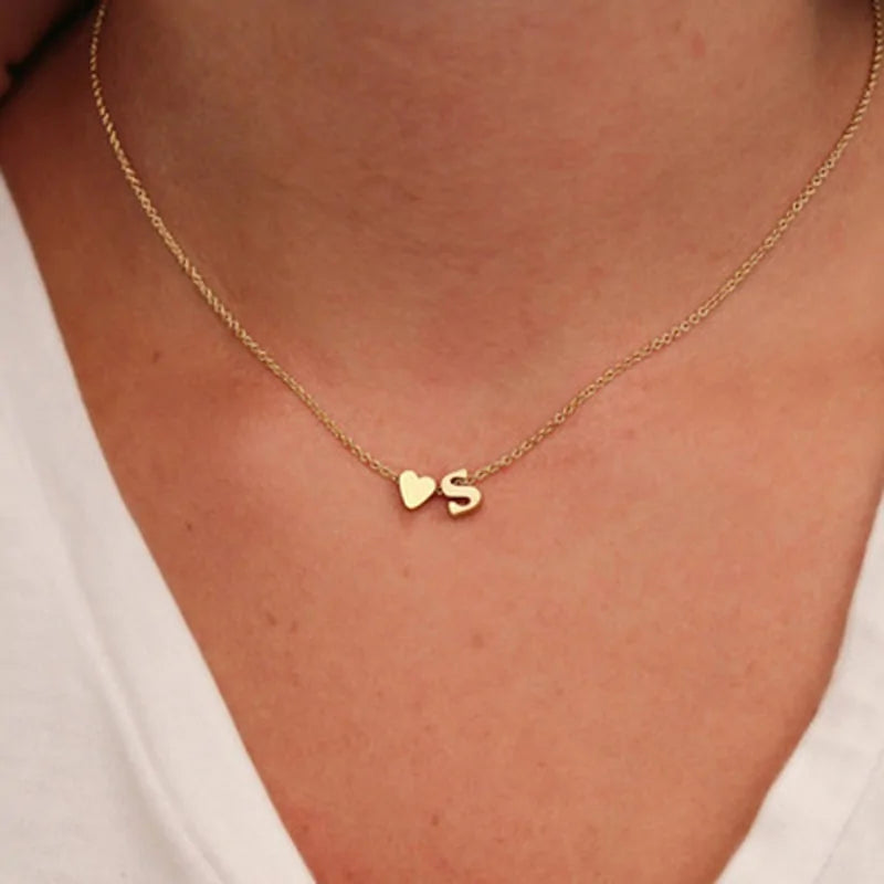 Heart Dainty Initial Personalized Letter Choker Necklace